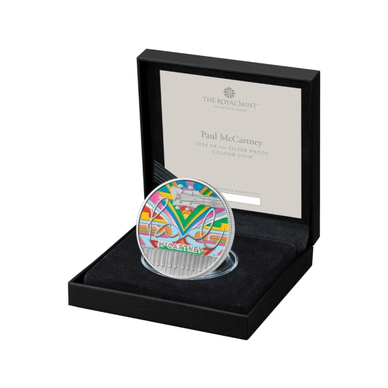 Серебряная монета Великобритании Пол Маккартни 2024 Proof цвет 1 oz Коллекционные монеты