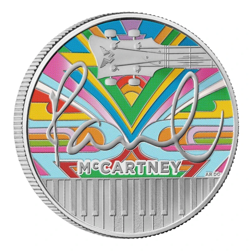 Серебряная монета Великобритании Пол Маккартни 2024 Proof цвет 1 oz Коллекционные монеты