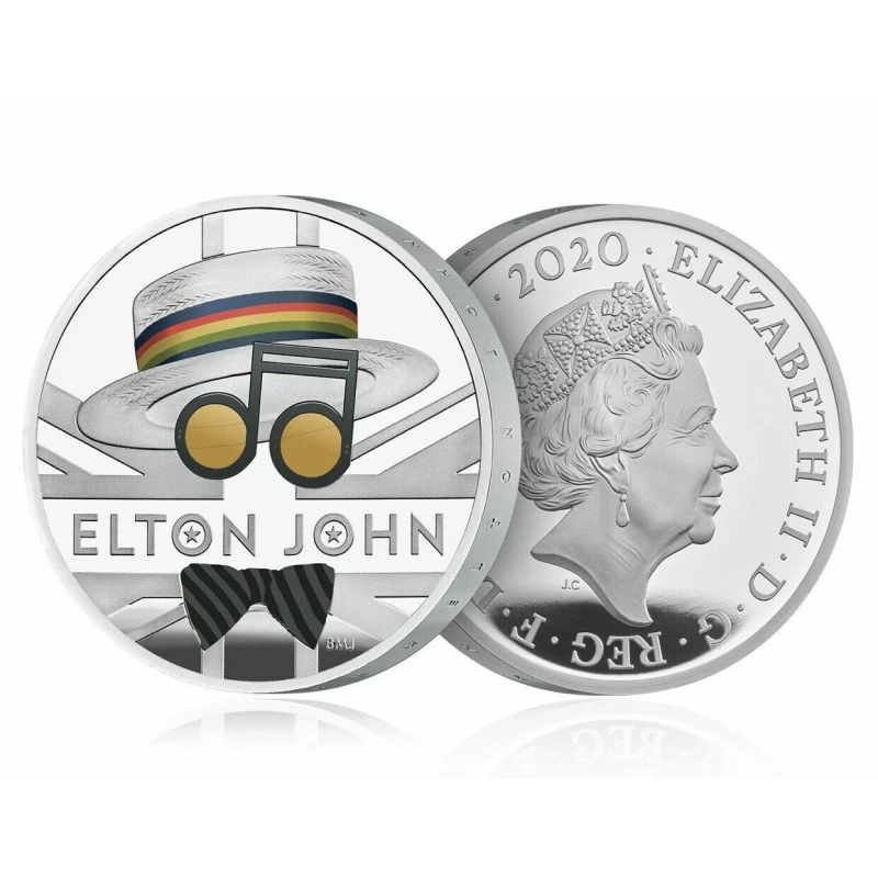 Серебряная монета Великобритании Элтон Джон 2020 Proof цвет 1 oz Коллекционные монеты