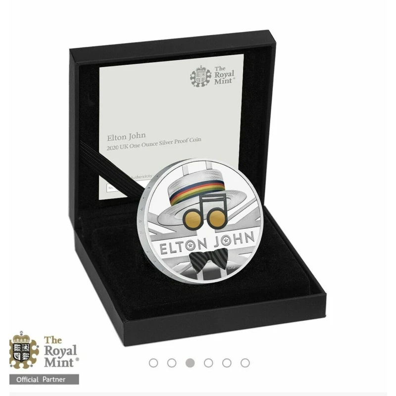 Серебряная монета Великобритании Элтон Джон 2020 Proof цвет 1 oz Коллекционные монеты