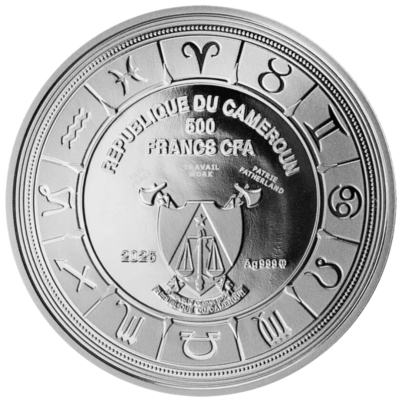 Серебряная монета Камеруна Весы 2025 Proof цвет 10,0 г Коллекционные монеты
