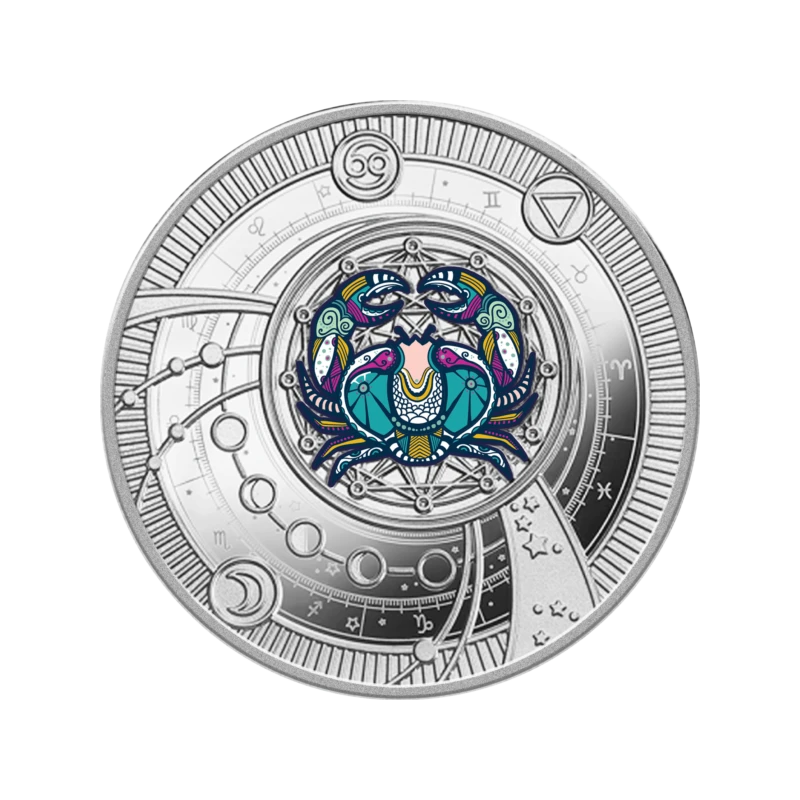 Серебряная монета Камеруна Рак 2025 Proof цвет 10 г Коллекционные монеты