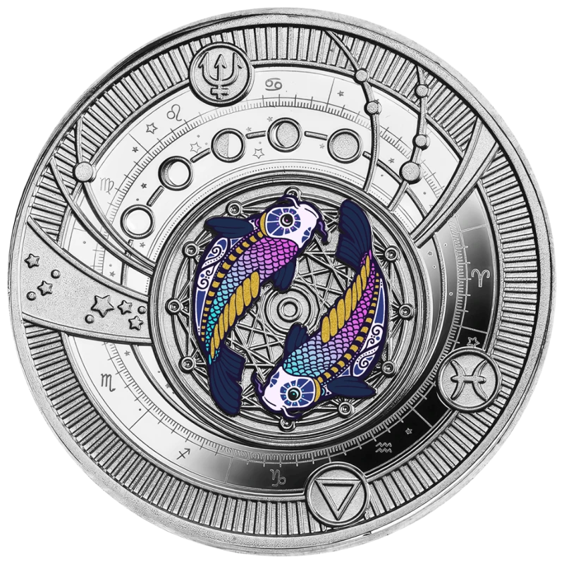 Серебряная монета Камеруна Рыбы 2025 Proof цвет 10 г Коллекционные монеты
