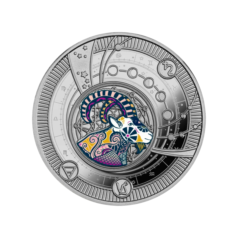 Серебряная монета Камеруна Козерог 2025 Proof цвет 10 г Коллекционные монеты