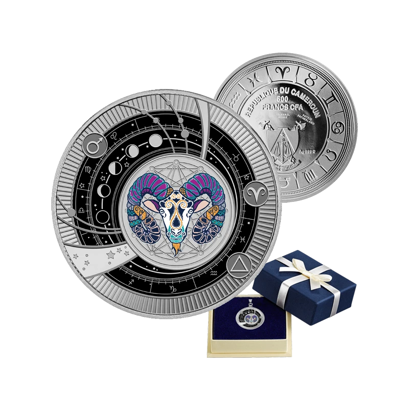 Серебряная монета Камеруна Козерог 2025 Proof цвет 10 г Коллекционные монеты