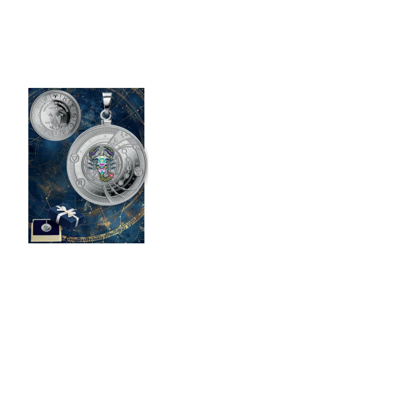 Серебряная монета Камеруна Скорпион 2025 Proof цвет 10 г Коллекционные монеты