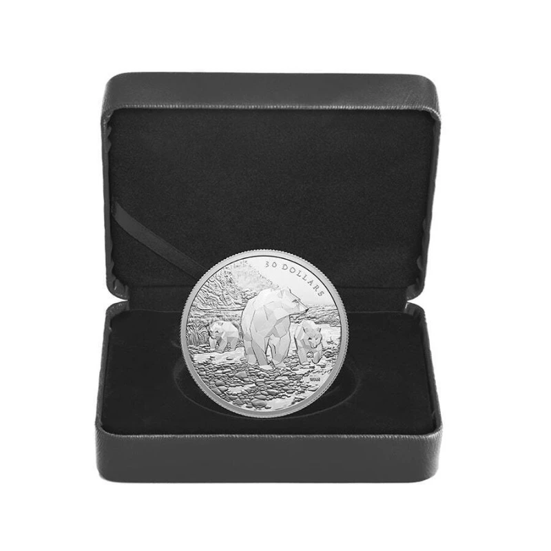 Серебряная монета Канады Медведи Гризли 2023 Proof 2 oz Коллекционные монеты