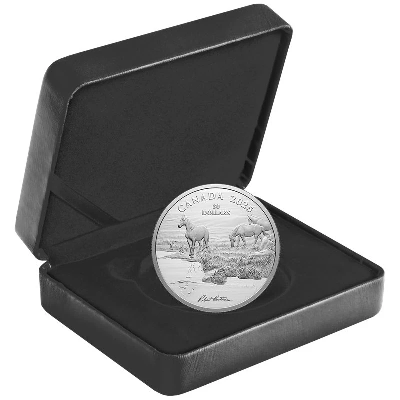 Серебряная монета Канады Страна мустангов 2025 Proof 2 oz Коллекционные монеты
