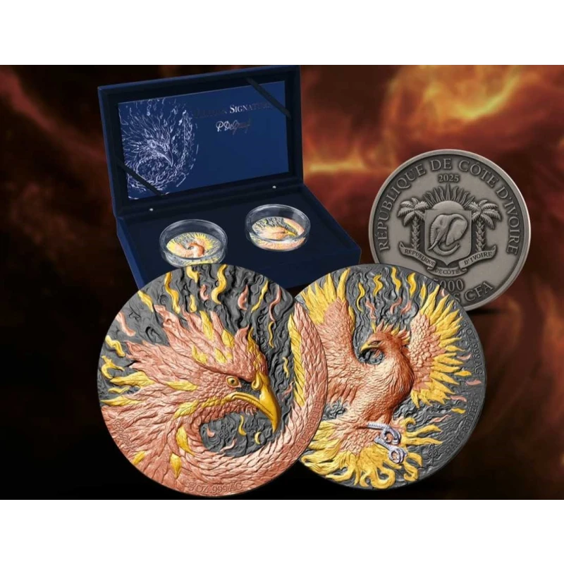 Серебряные монеты Республики Кот-д’Ивуар Феникс 2025 10 oz Коллекционные монеты