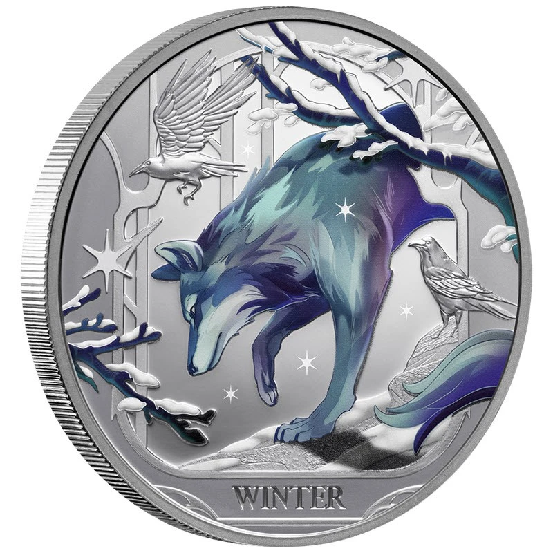 Серебряная монета Ниуэ Волк 2025 Proof цвет 1 oz Коллекционные монеты