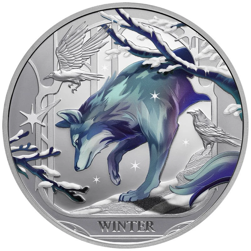 Серебряная монета Ниуэ Волк 2025 Proof цвет 1 oz Коллекционные монеты