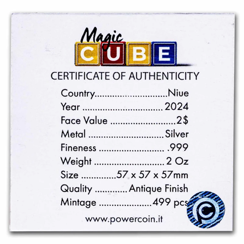 Серебряная монета Ниуэ Кубик Рубика 2024 2 oz Коллекционные монеты