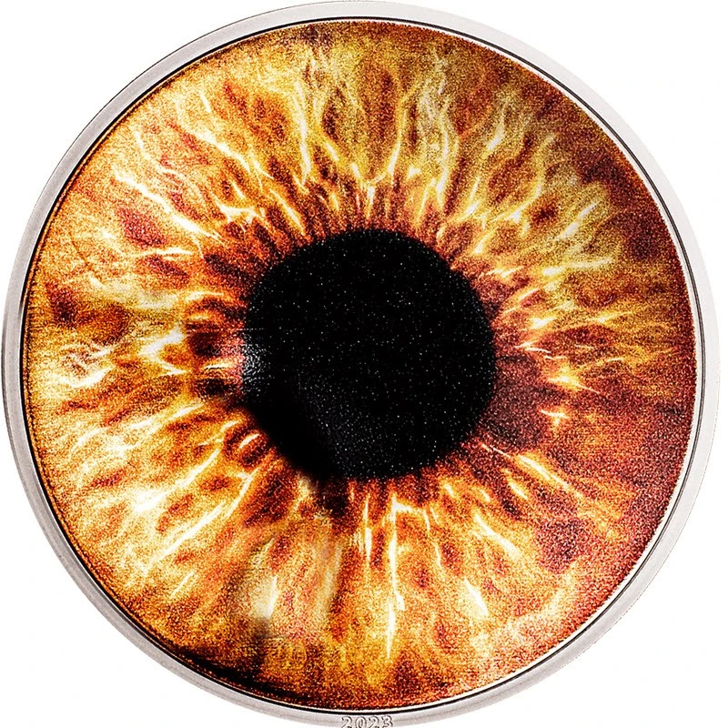 Серебряная монета Палау Орехово-коричневый глаз 2023 Proof цвет 1 oz Коллекционные монеты