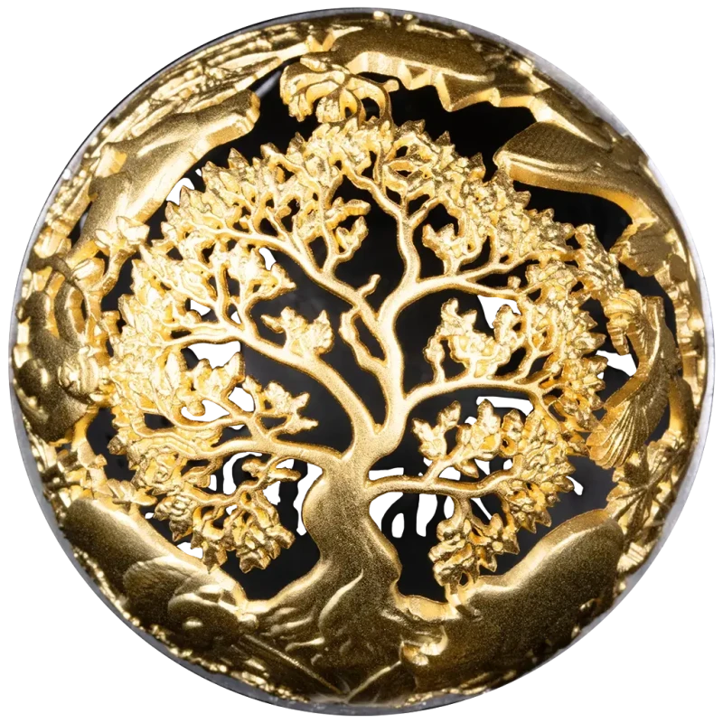 Серебряная монета Самоа Природа и технологии 2025 позолота 2 oz Коллекционные монеты