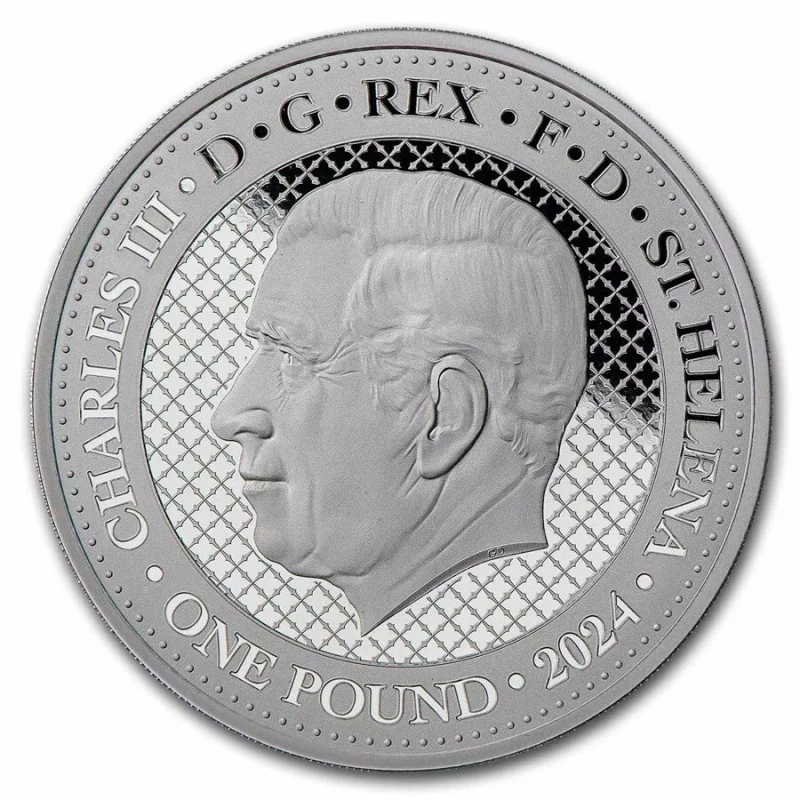 Серебряная монета Острова Святой Елены Снежный леопард 2024 1 oz Инвестиционные монеты