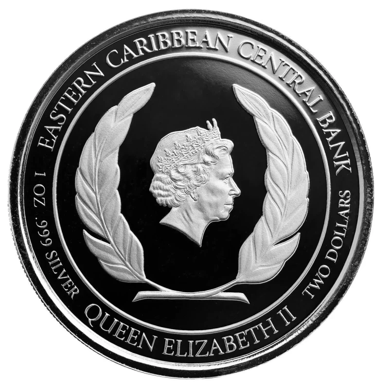 Серебряная монета Сент-Люсии Романтическая пара 2022 Proof цвет 1 oz Коллекционные монеты