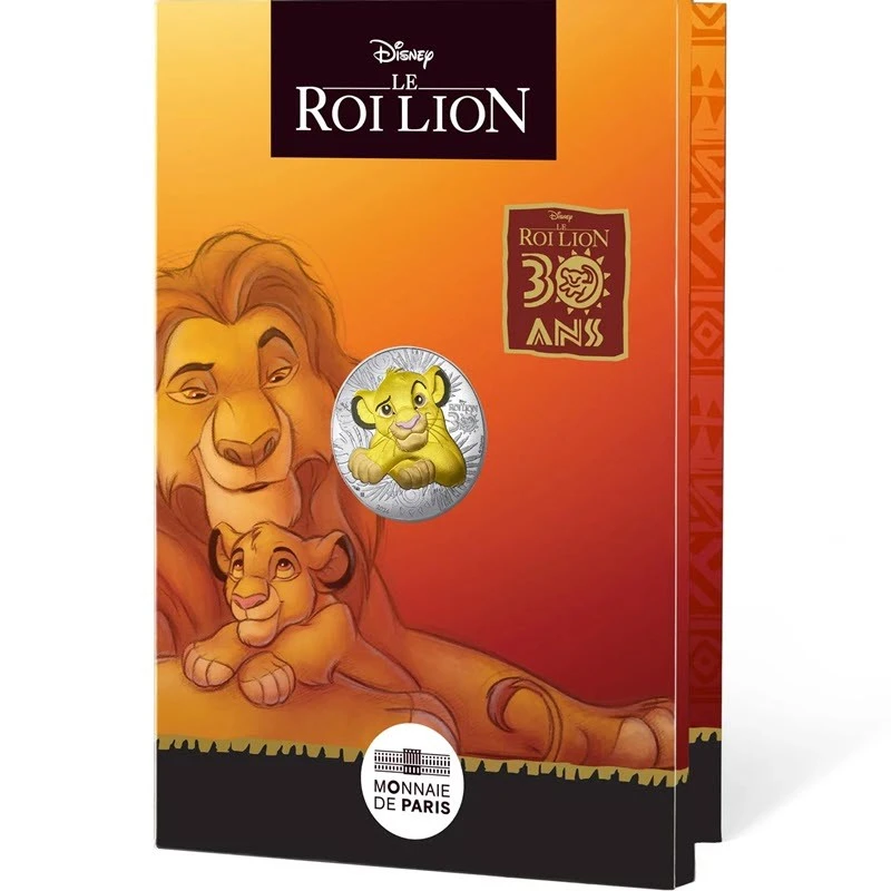 Серебряная монета Франции 30 лет Король Лев Симба 2024 цвет 4.3 г Коллекционные монеты