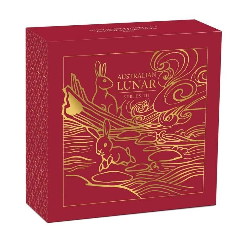 Золотая монета Австралии Лунар III Год Кролика 2023 Proof 1/10 oz Коллекционные монеты