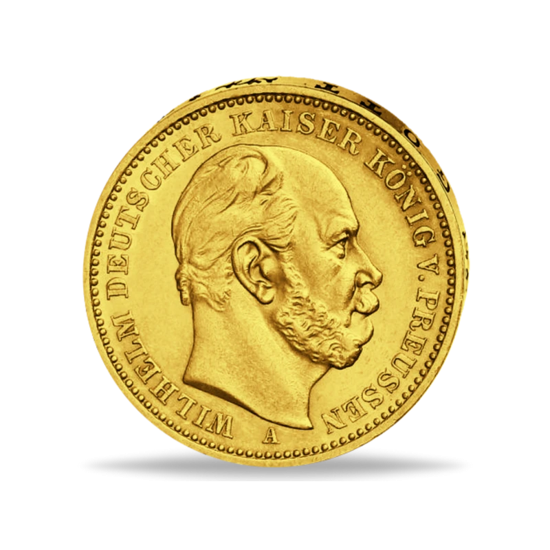 Золотая монета Германской империи 20 марок Вильгельм I 7,17 г Коллекционные монеты