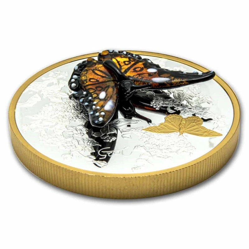 Серебряная монета Канады Бабочка-монарх из Мурано 2025 Proof 502,5 г Коллекционные монеты