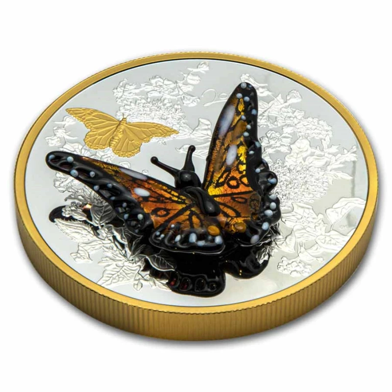 Серебряная монета Канады Бабочка-монарх из Мурано 2025 Proof 502,5 г Коллекционные монеты