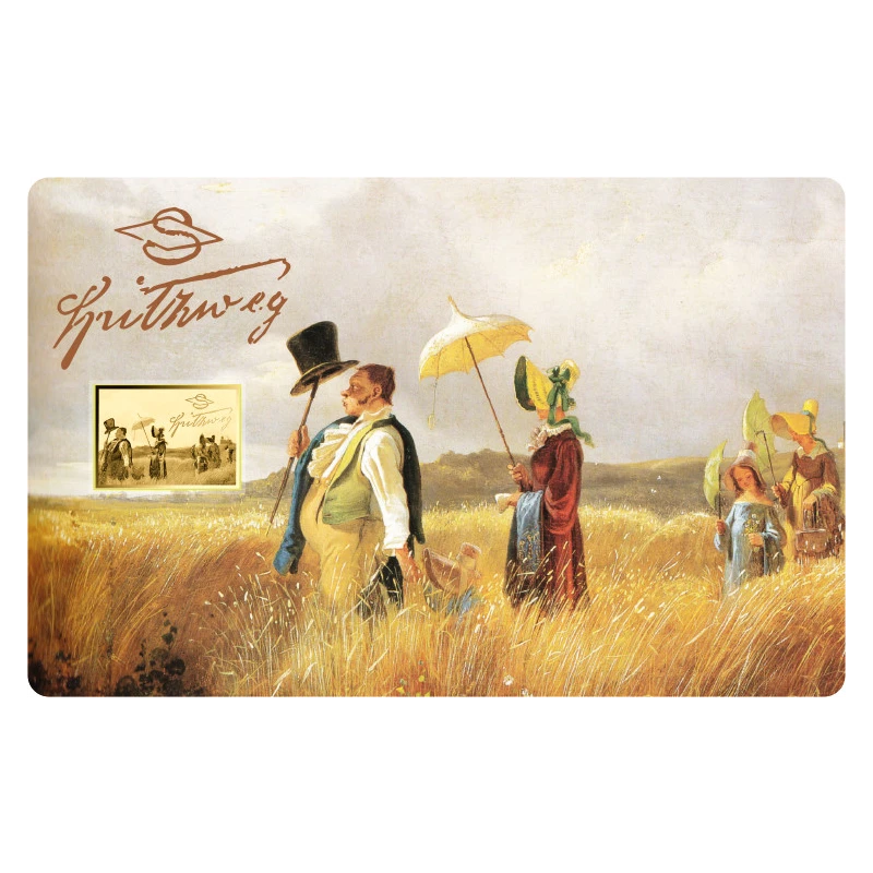 Золотая монета Чада Карл Шпицвег Воскресная прогулка 1/1000 oz Коллекционные монеты