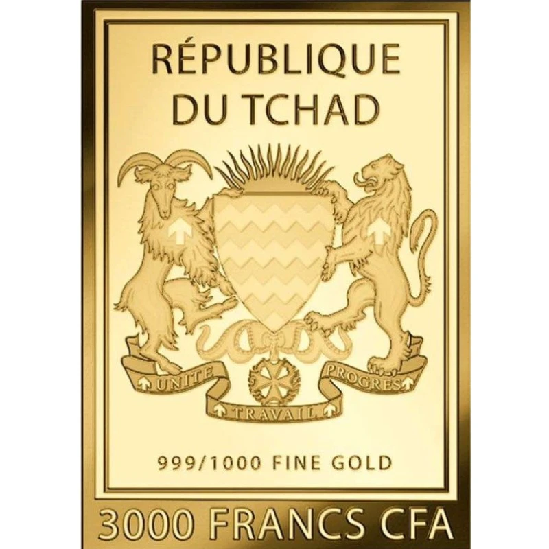 Золотая монета Чада Автопортрет Ван Гога в шляпе 1/1000 oz Коллекционные монеты