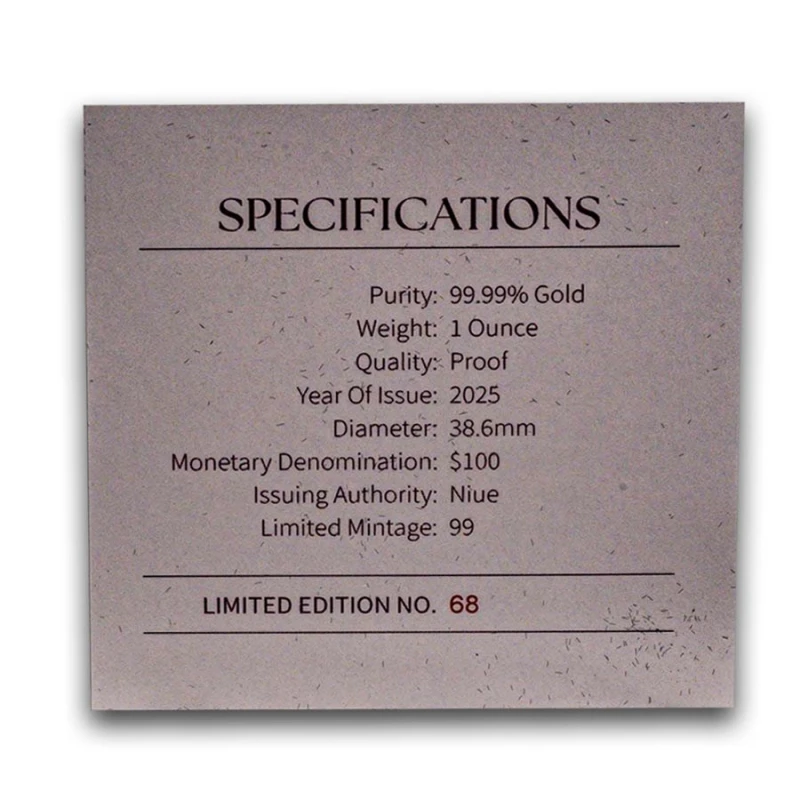 Золотая монета Ниуэ Перламутровые облака 2025 Proof цвет 1 oz Коллекционные монеты