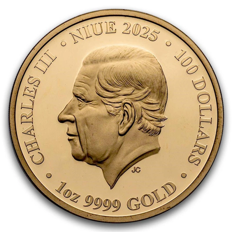 Золотая монета Ниуэ Перламутровые облака 2025 Proof цвет 1 oz Коллекционные монеты