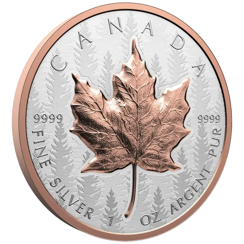 Серебряная монета Канады Кленовый лист 2025 позолота 1 oz Коллекционные монеты