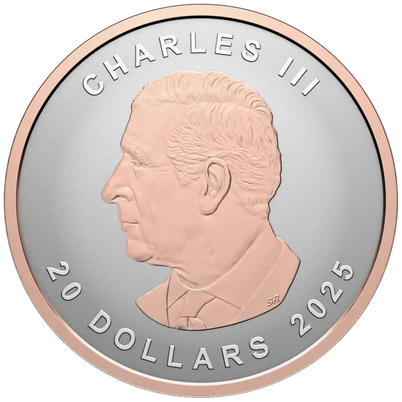 Серебряная монета Канады Кленовый лист 2025 позолота 1 oz Коллекционные монеты