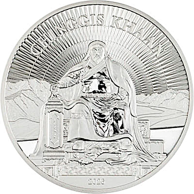 Серебряная монета Монголии Чингисхан 2026 Proof 1 oz Коллекционные монеты