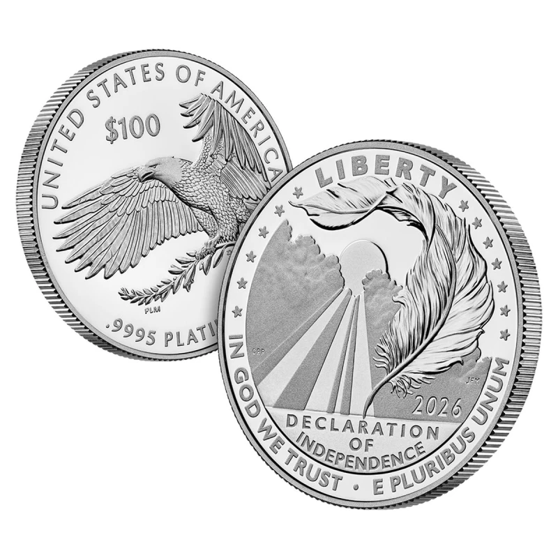 Платиновая монета США Декларация независимости 2026 Proof 1 oz Инвестиционные монеты