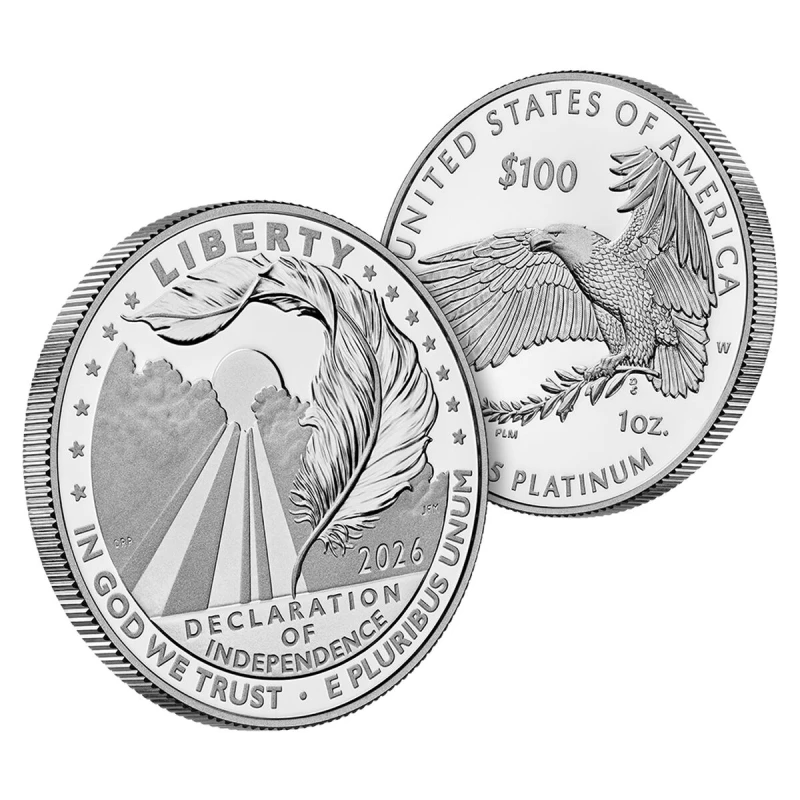 Платиновая монета США Декларация независимости 2026 Proof 1 oz Инвестиционные монеты