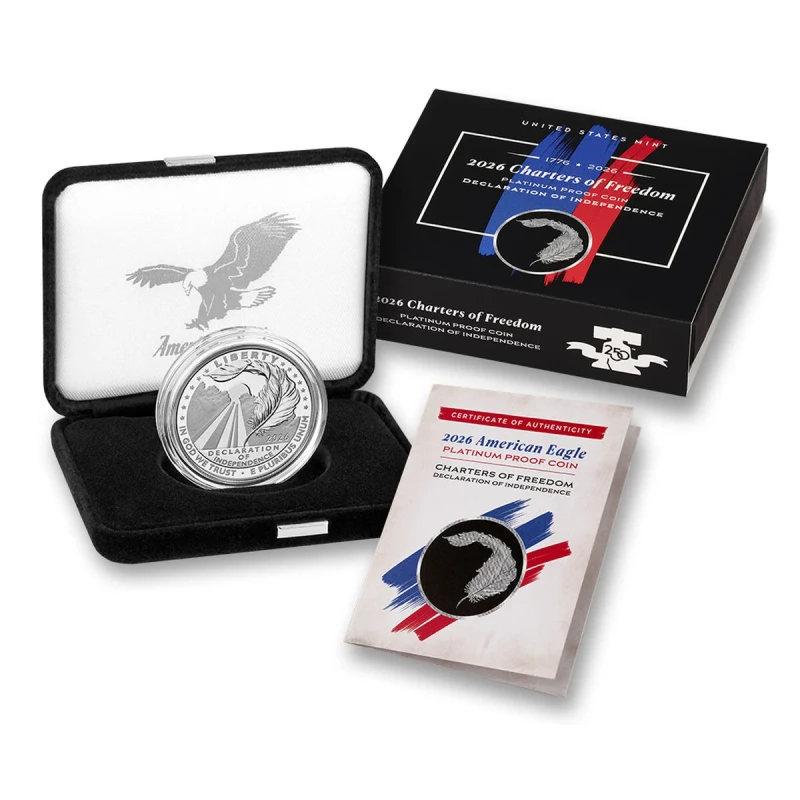 Платиновая монета США Декларация независимости 2026 Proof 1 oz Инвестиционные монеты