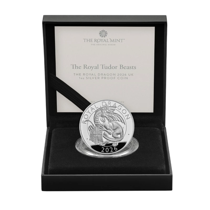 Серебряная монета Великобритании Королевский Дракон 2026 Proof 1 oz Коллекционные монеты