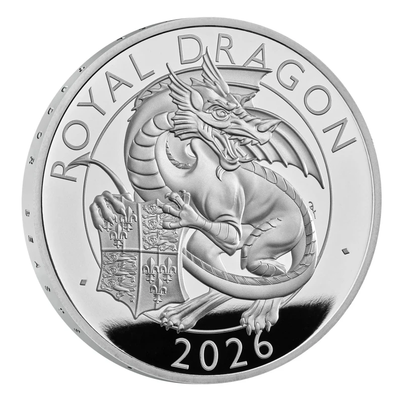 Серебряная монета Великобритании Королевский Дракон 2026 Proof 1 oz Коллекционные монеты