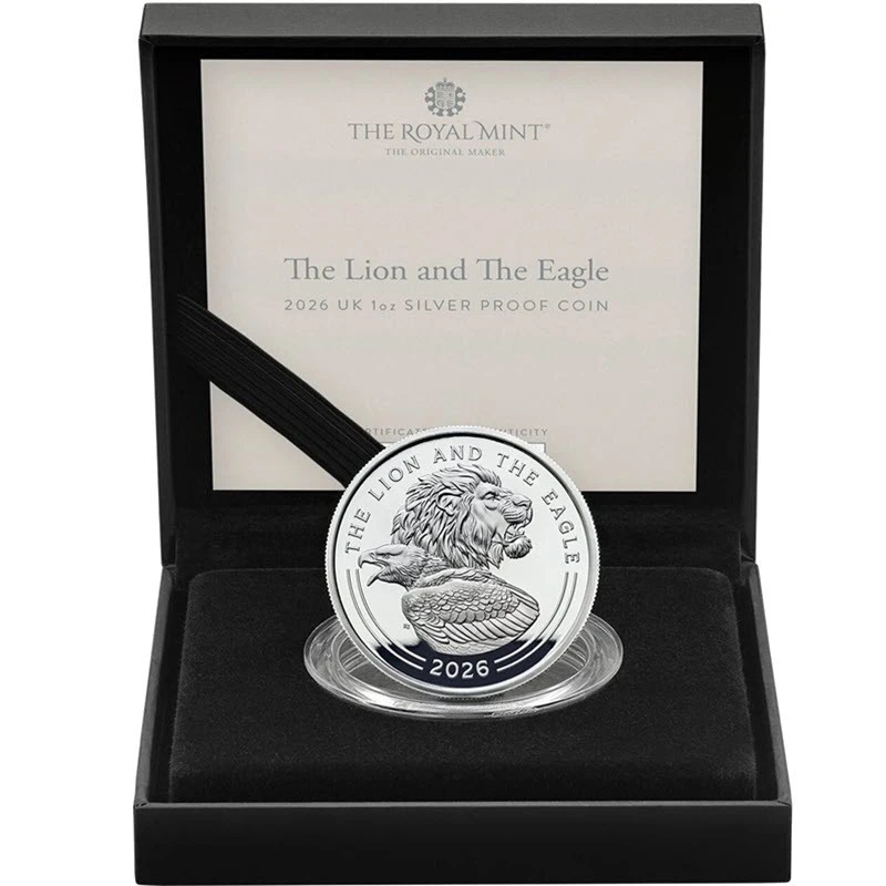 Серебряная монета Великобритании Лев и Орел 2026 Proof 1 oz Коллекционные монеты