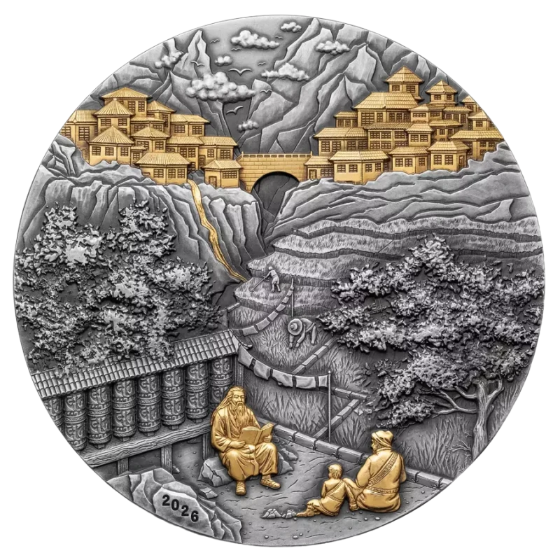 Серебряная монета Самоа Шангри-Ла 2026 позолота 5 oz Коллекционные монеты