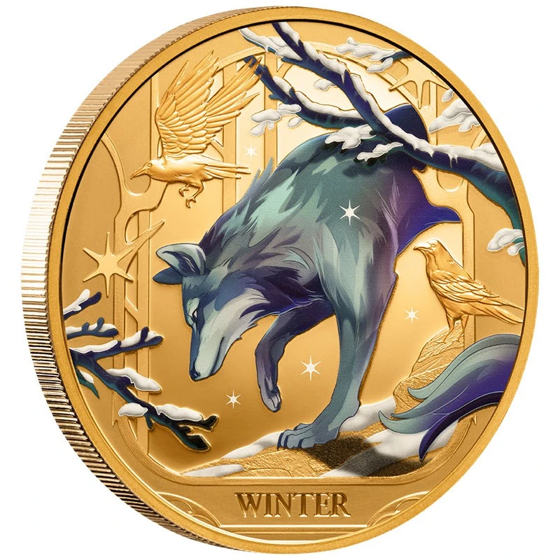 Золотая монета Ниуэ Волк 2025 Proof цвет 1 oz Коллекционные монеты