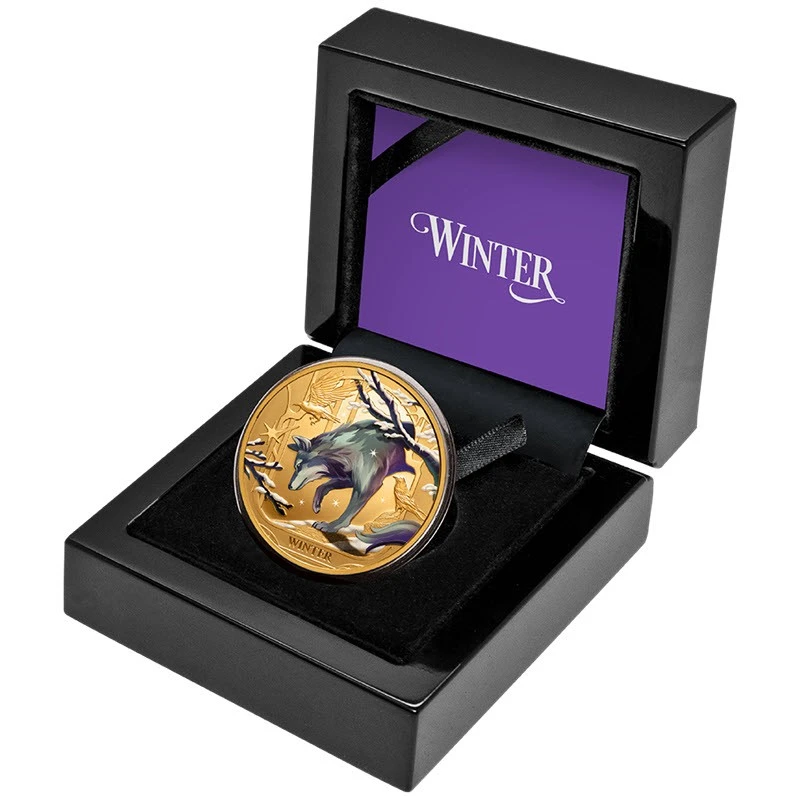 Золотая монета Ниуэ Волк 2025 Proof цвет 1 oz Коллекционные монеты