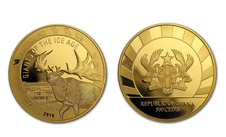 Золотые монеты Гиганты Ледникового периода. Ирландский гигантский лось