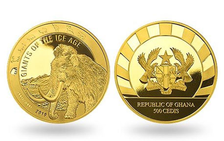 Золотые монеты Гиганты Ледникового периода. Мамонт