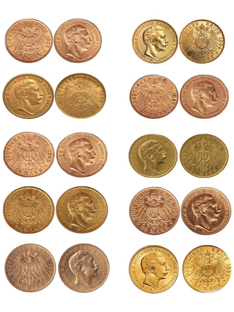 Золотые монеты Германской империи 