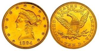 Der Adler von 1894. Der Nennwert beträgt $10.